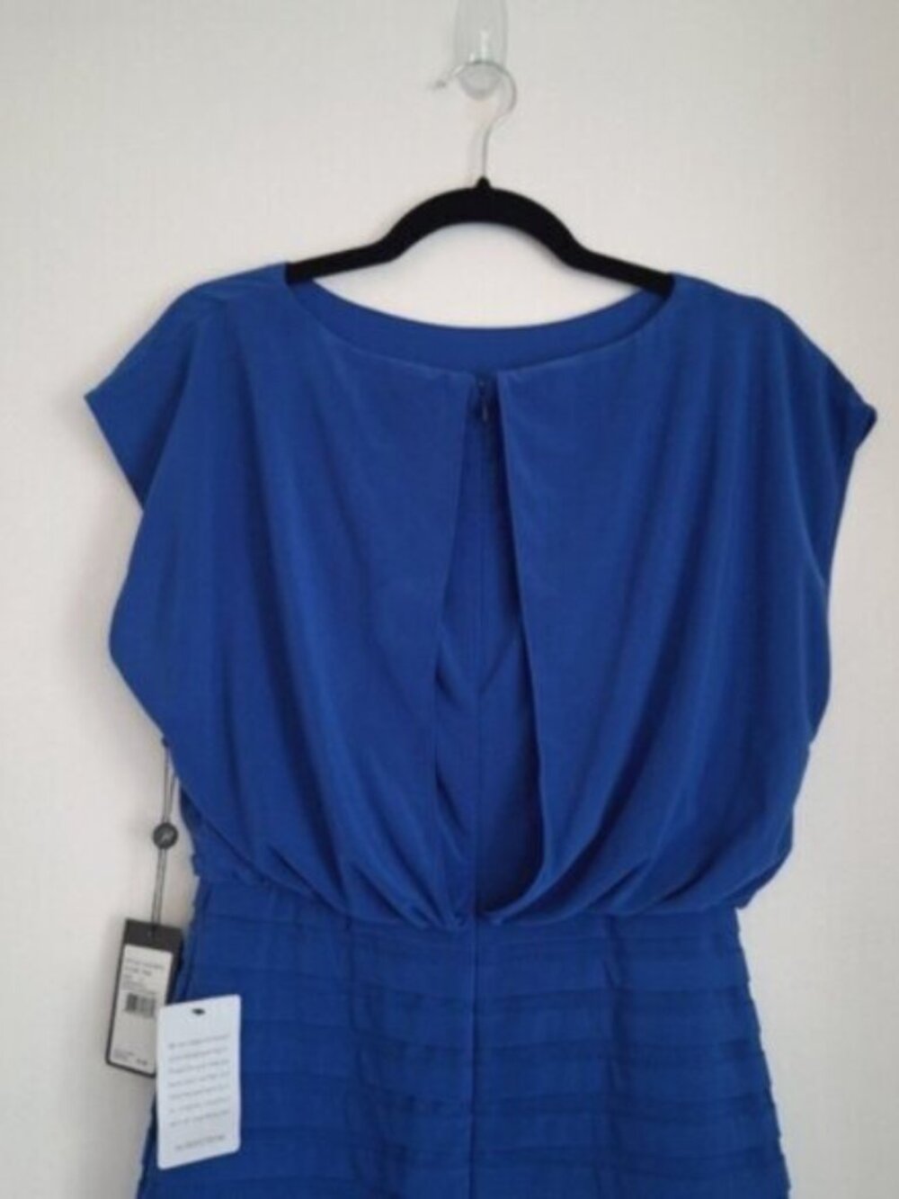 Adrianna Papell Cobalt Blue Boat Neck Sheath Stretch Midi Dress Sz 2 jersey - Picture 7 of 11